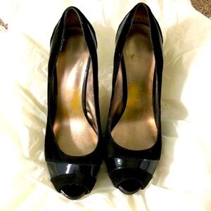 Nine West Patten Leather & Suede Peep Toe Pump